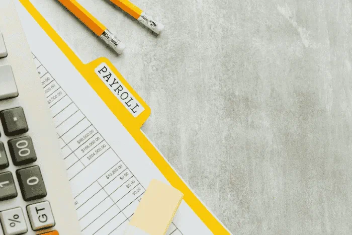 A person reviewing payroll and payslip documents at a desk